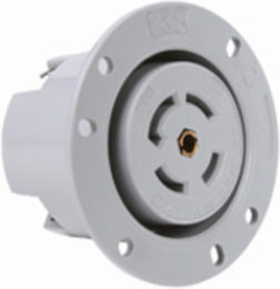 30A 5-Wire Flanged Outlet, Gray, 3.12 Inch Width, 1.765 Inch Depth