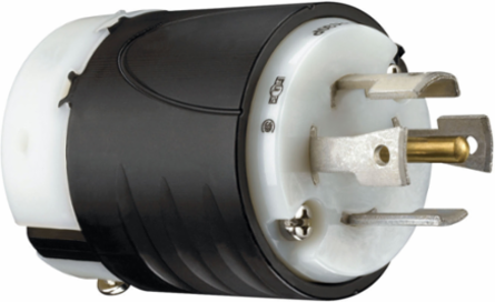 30A Turnlok Plug 5-Wire 120/208V, Black & White, 2.57 Inch Length, 2.2 Inch Width
