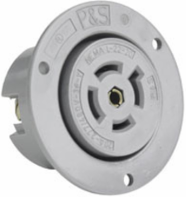 Turnlok 20A Flanged Outlet, 5-Wire, Gray, 1.765 Inch Depth, 3.12 Inch Width