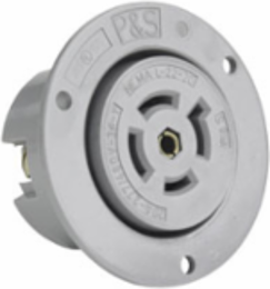 Turnlok 20A Flanged Outlet, 5-Wire, Gray, 1.765 Inch Depth, 3.12 Inch Width