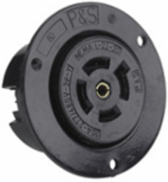 Turnlok 20A Flanged Outlet, Black, 277/480V, 2.97 Inch Width, UL Listed