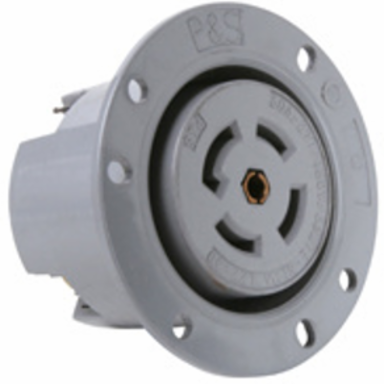 30A Turnlok Flanged Outlet, 5-Wire, Gray, 3.12 Inch Width