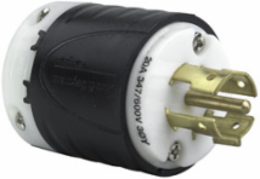 20A NEMA Turnlok® Plug - Black/White, 2.2 Inch Width, 2.57 Inch Length