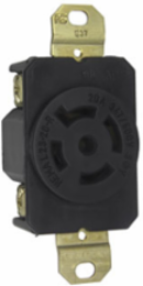 20A NEMA L2320 Single Receptacle, 5-Wire, 347/600V, Black