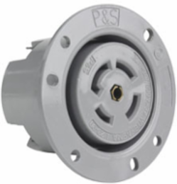 30A Flanged Outlet 5-Wire 347/600V Gray, 1.765 Inch Depth, 3.12 Inch Width