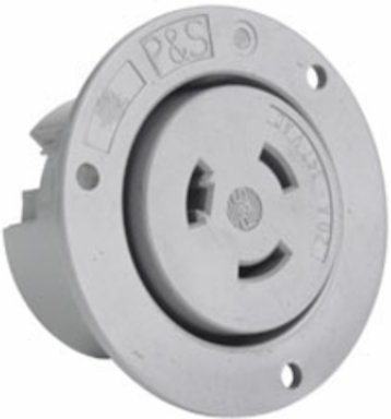 Turnlok 20A NEMA L2420 Outlet, Gray, 1.34 Inch Depth, High-Impact Housing
