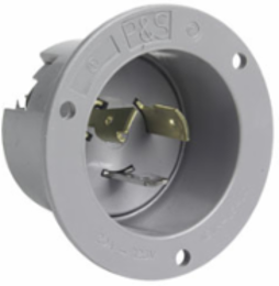 20A NEMA L520 Flanged Inlet, Gray, 1.65 Inch Depth, 2.87 Inch Width