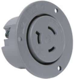 20A NEMA L520 Flanged Outlet, Gray, 1.34 Inch Depth, 2.87 Inch Width