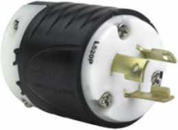 TurnlokĀ® 20A NEMA Plug - Black/White, 2.57 Inch Length, 2.2 Inch Width