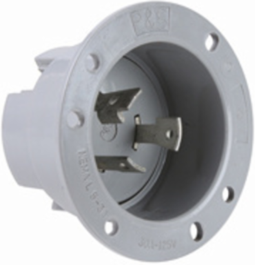 30A NEMA L530 Flanged Inlet, Gray, 1.75 Inch Depth, 3.12 Inch Width