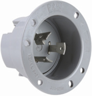 30A NEMA L530 Flanged Inlet, Gray, 1.75 Inch Depth, 3.12 Inch Width