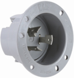 30A NEMA L530 Flanged Inlet, Gray, 1.75 Inch Depth, 3.12 Inch Width
