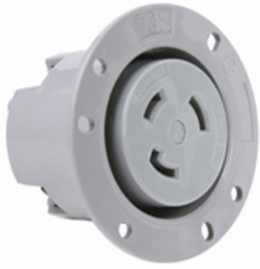 30A NEMA L530 Flanged Outlet, Gray, 3.12 Inch Width, 1.76 Inch Depth