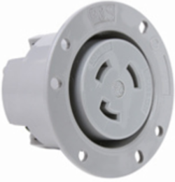 30A NEMA L530 Flanged Outlet, Gray, 3.12 Inch Width, 1.76 Inch Depth