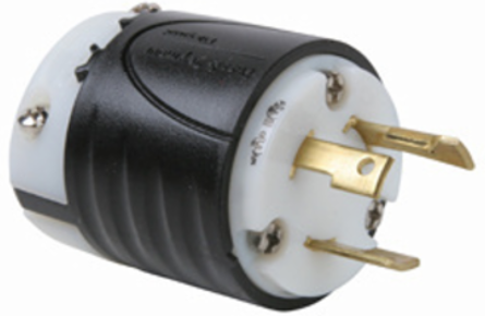 30A NEMA L530 Turnlok Plug, Black/White, 2.2 Inch Width, 2.58 Inch Length