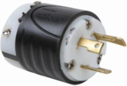 30A NEMA L530 Turnlok Plug, Black/White, 2.2 Inch Width, 2.58 Inch Length