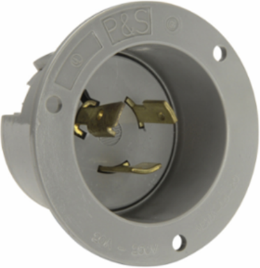 20A NEMA L620 Flanged Inlet, Gray, 250V, 1.65 Inch Depth, 2.87 Inch Width