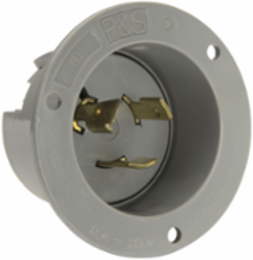 20A NEMA L620 Flanged Inlet, Gray, 250V, 1.65 Inch Depth, 2.87 Inch Width