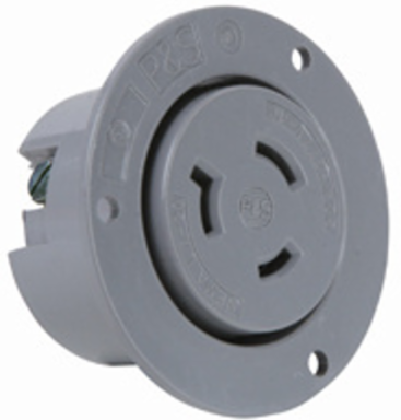 20A NEMA L620 Gray Flanged Outlet, 2.87 Inch Width, 1.34 Inch Depth
