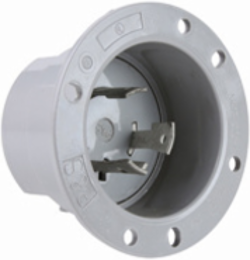 30A NEMA L630 Flanged Inlet, Gray, 3.12 Inch Width, 250V