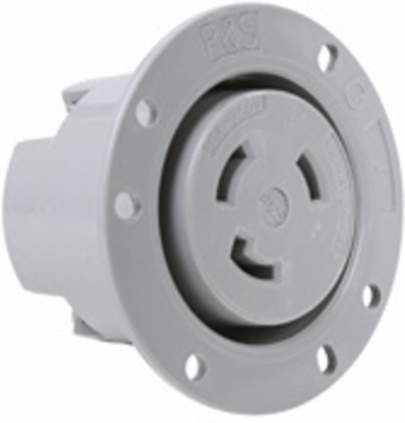 Turnlok 30A Flanged Outlet, Gray, 250V, 1.765 Inch Depth, 3.12 Inch Width