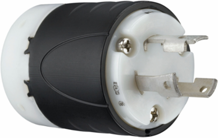 Turnlok 30A 250V Plug - Black/White, 2.57 Inch Depth & Length