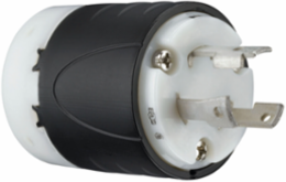 Turnlok 30A 250V Plug - Black/White, 2.57 Inch Depth & Length