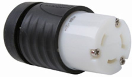 30A NEMA L730 Turnlok Connector, 2.2 Inch Width, 3.33 Inch Length, Black/White