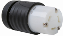 30A NEMA L730 Turnlok Connector, 2.2 Inch Width, 3.33 Inch Length, Black/White