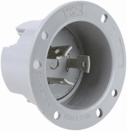 Turnlok 30A NEMA Flanged Inlet, Gray, 3.12 Inch Width, 1.75 Inch Depth