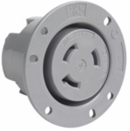 30A NEMA L730 Turnlok Flanged Outlet, Gray, 277V, 3-Wire