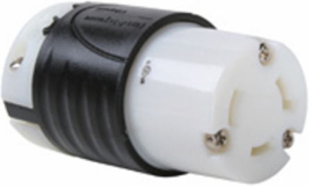 30A NEMA Turnlok Connector, Black/White, 3.33 Inch Length, 2.2 Inch Width
