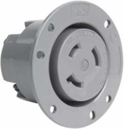 30A NEMA Flanged Outlet, Gray, 3.12 Inch Width, 480V