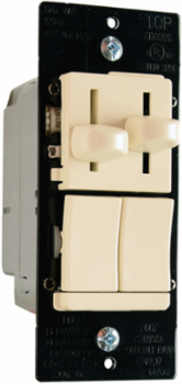 CFL/LED/Incandescent 3-Way Slide Dimmer with Fan Control, Light Almond