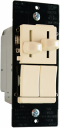 CFL/LED/Incandescent 3-Way Slide Dimmer with Fan Control, Light Almond