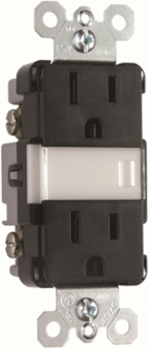 Night Light with Duplex 15A Tamper-Resistant Outlets, Black, 1.6"x2.75"