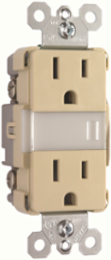 Night Light with Duplex 15A Tamper-Resistant Outlets, Ivory, 120V, 1.5 Inch Depth