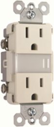 Night Light with Duplex 15A Tamper-Resistant Outlets, Light Almond, 1.6" Width