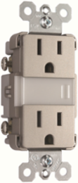 Night Light with Duplex 15A Tamper-Resistant Outlets, Nickel, 1.6 Inch Width, 2.75 Inch Height