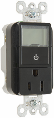 Heavy Duty Timer Receptacle 15A 125V Black, 1.73 Inch Width