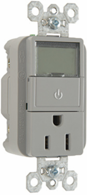 15A 125V Heavy Duty Timer Receptacle Gray, 1.73 Inch Width, 2.68 Inch Height