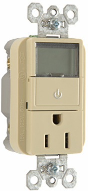 Heavy Duty Plug Load Timer Receptacle 15A 125V Ivory 2.68 Inch Height