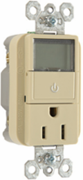 Heavy Duty 15A 125V Plug Load Timer Receptacle, Light Almond, 1.25 Inch Depth