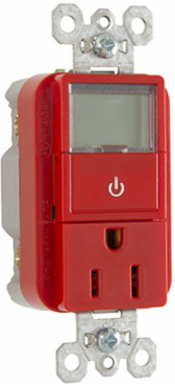 15A 125V Heavy Duty Red Timer Receptacle, 1.25 Inch Depth, UL Listed