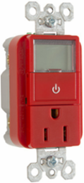 15A 125V Heavy Duty Red Timer Receptacle, 1.25 Inch Depth, UL Listed