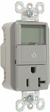 20A 125V Heavy Duty Plug Load Timer Receptacle, Gray, 1.73 Inch Width
