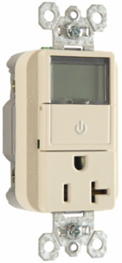 20A 125V Heavy Duty Plug Load Timer Receptacle, 1.73 Inch Width, Light Almond