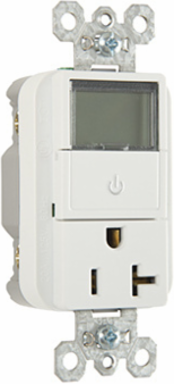 Heavy Duty Timer Receptacle, 20A 125V, White, 2.68 Inch Height