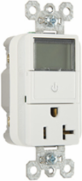Heavy Duty Timer Receptacle, 20A 125V, White, 2.68 Inch Height