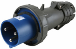 Watertight 60A 250V Pin & Sleeve Plug, 10 Inch Length, Gray